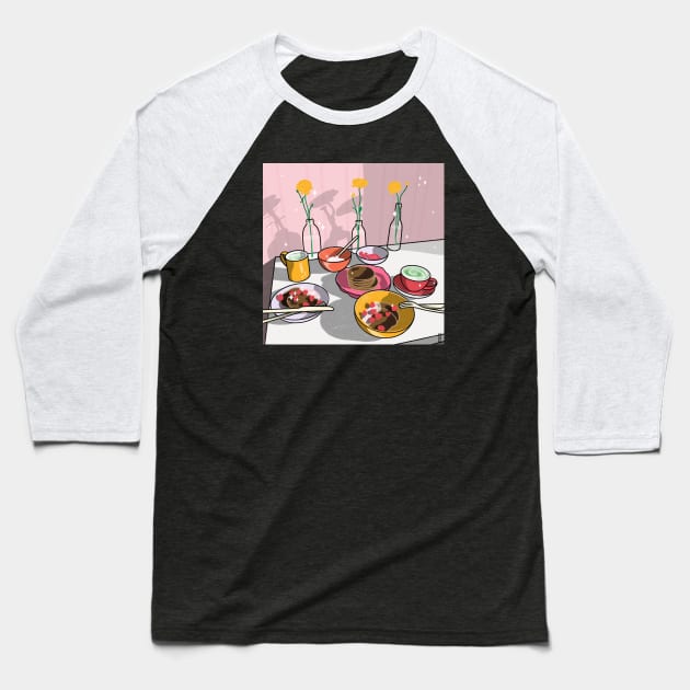 Sunday Breakfast Baseball T-Shirt by hazal kirikci